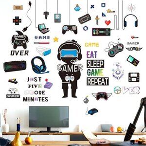 Gamer Wall Stickers Eat Sleep Game Controller Joystick Wall Decals